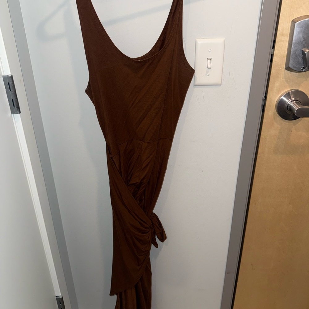Reformation Brown Bodycon Dress Scoop Neck Sleeveless Size XL